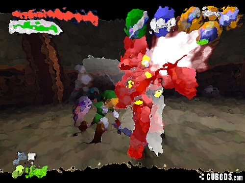 This distorted screenshot is from which dungeon in The Legend of Zelda: Ocarina of Time?